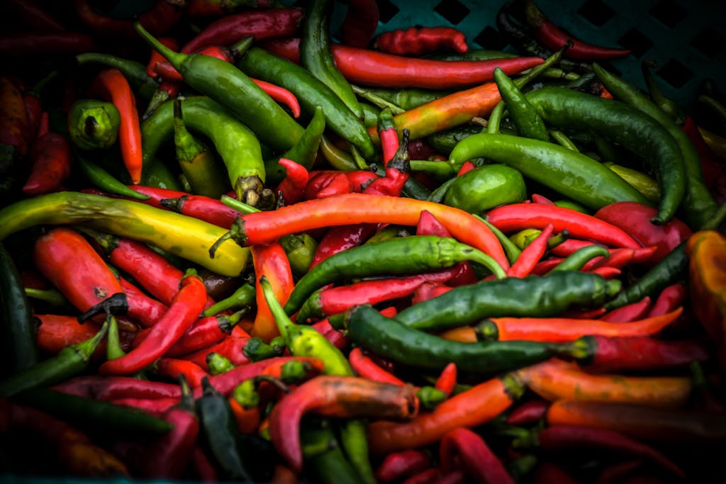 Pile of Green and Red Chilis - The Explore Horizon 