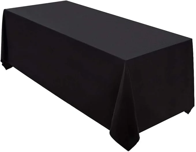 Surmente Black Tablecloth 90 x 132-inch Rectangular Polyester Table Cloth for Weddings, Banquets, or Restaurants | Ultimate Black Table Cloth Epic Green Waterfall Napkins - The Explore Horizon